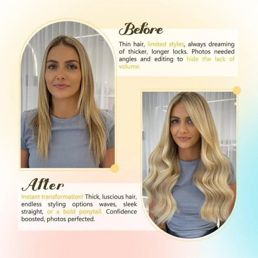 Blonde Hair Extensions Real Human Hair Clip in Human Hair for Women Straight Gol